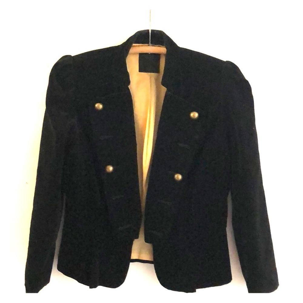Military-style velvet blazer